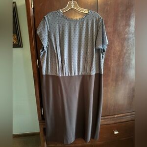 LOFT Blue and Brown Midi Dress